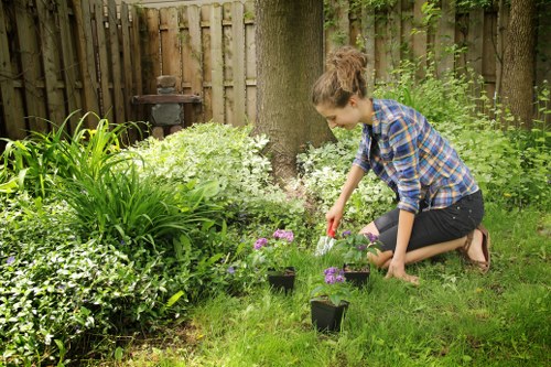 Professional gardener preparing a garden service visit